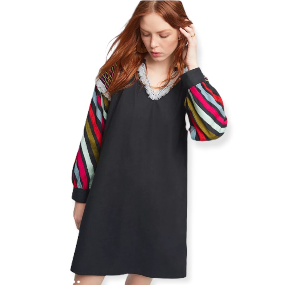 Anthropologie Chantik Chevron Embellished Dress XS